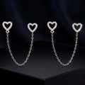 2 in 1 Heart Chain Connector Earrings