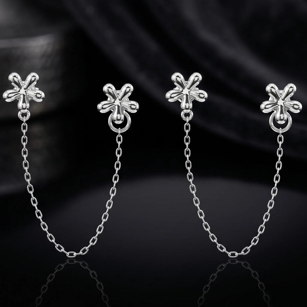 2 in 1 Dainty Flower Chain Connector Earrings