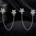 2 in 1 Dainty Flower Chain Connector Earrings