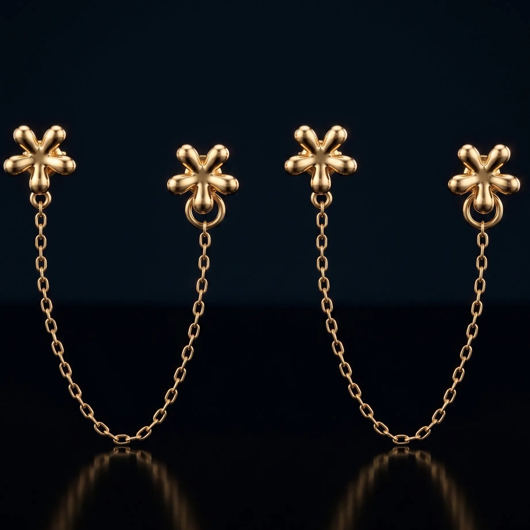 2 in 1 Dainty Flower Chain Connector Earrings
