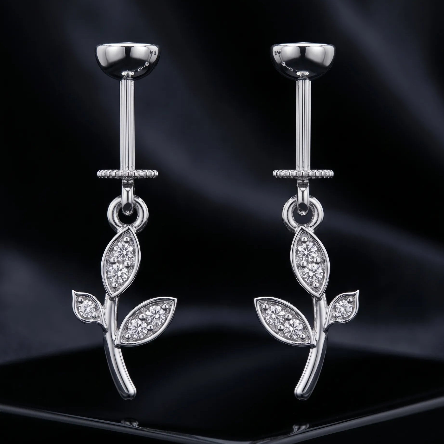 Leafy Drop Helix Hanging Earrings