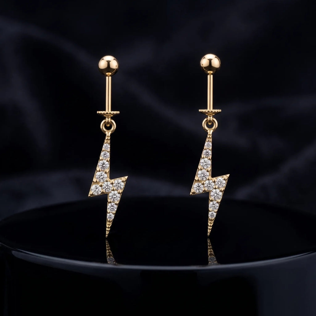 Lightning Bolt Helix Hanging Earrings