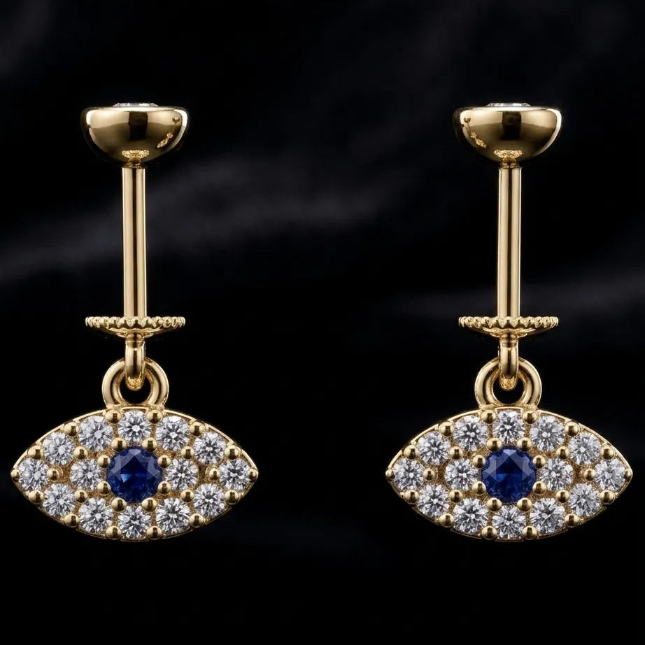Evil Eye Helix Hanging Earrings