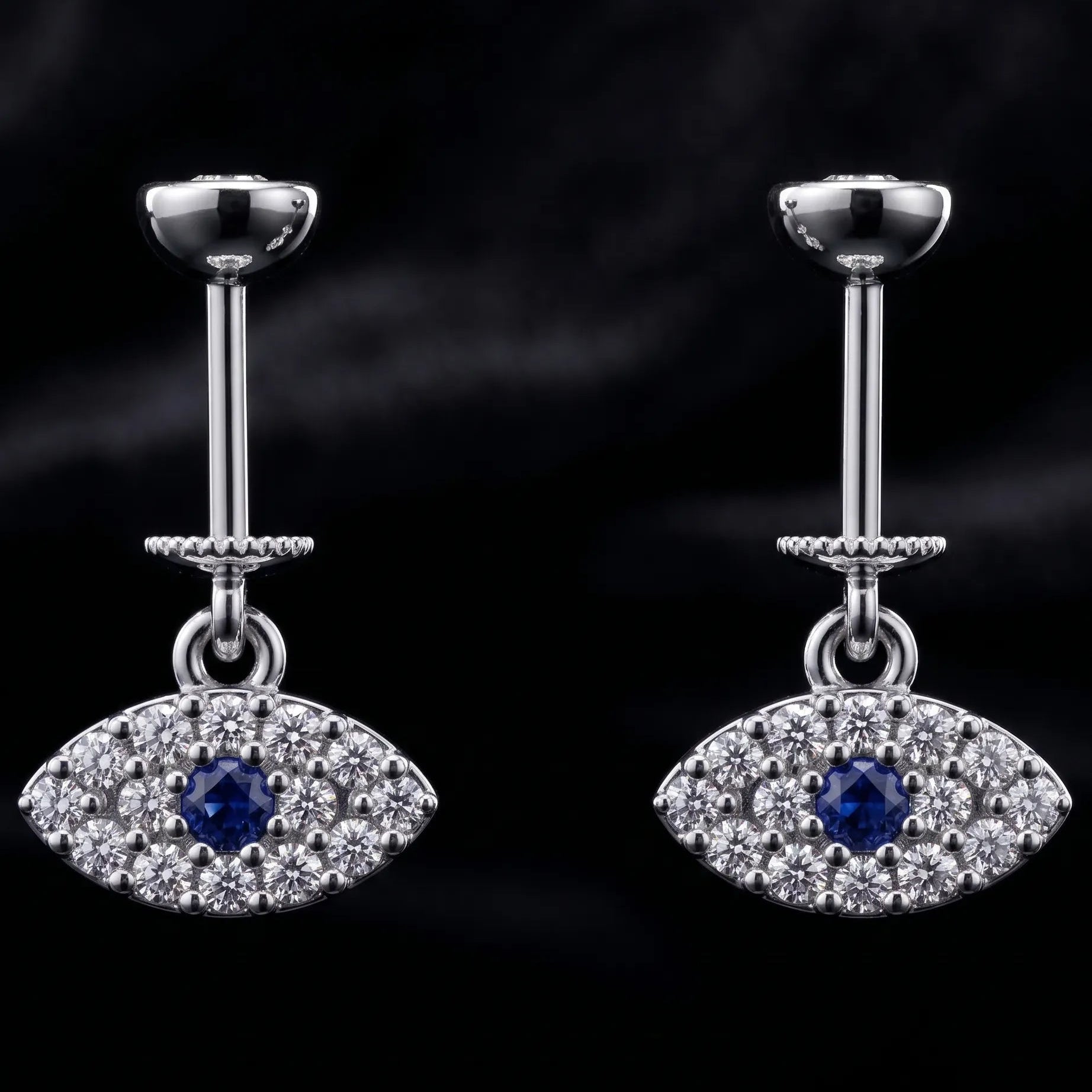Evil Eye Helix Hanging Earrings