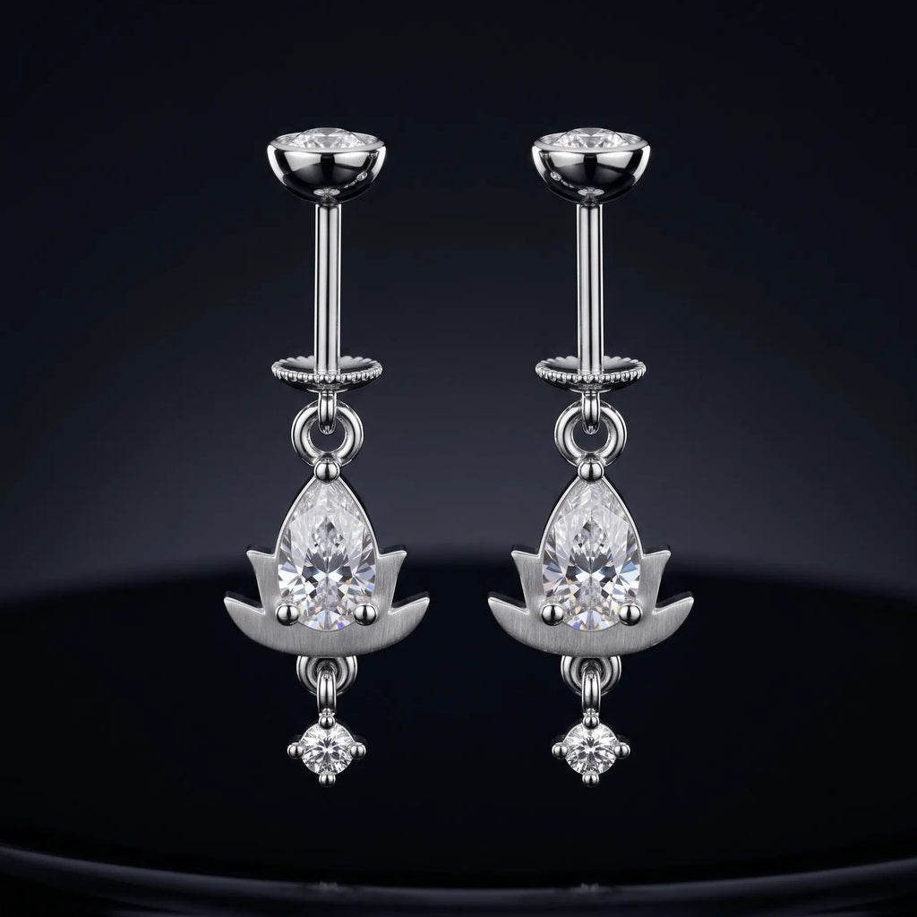 Lotus Drop Helix Hanging Earrings
