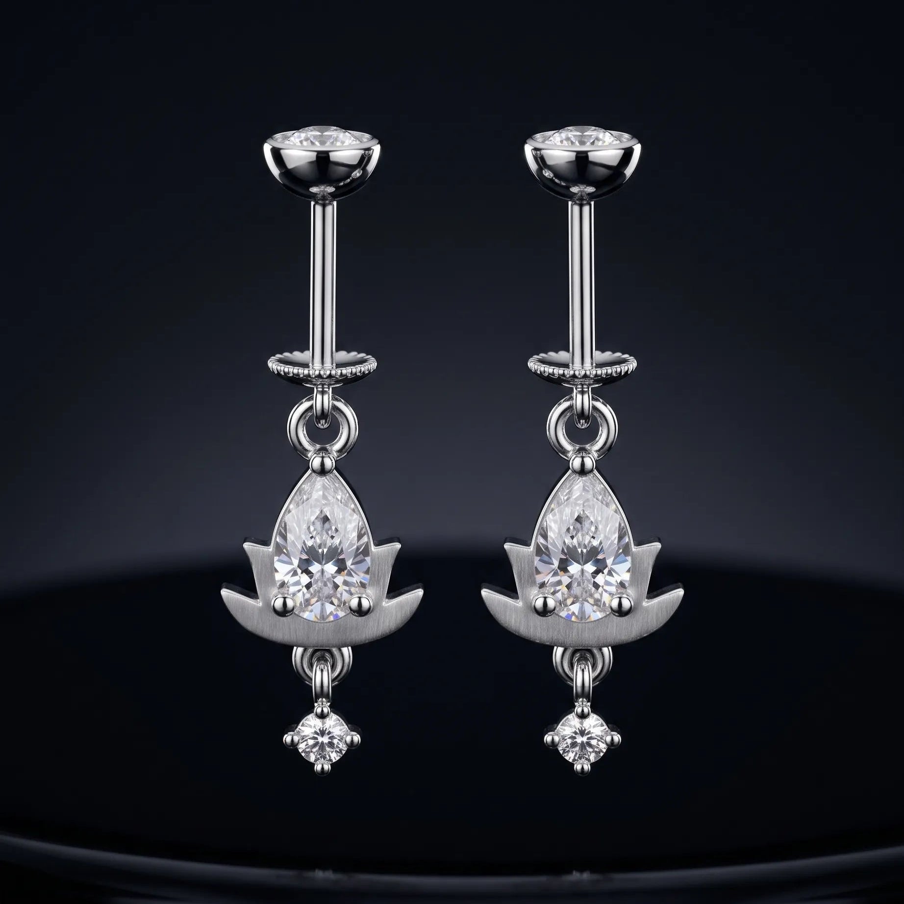 Lotus Drop Helix Hanging Earrings