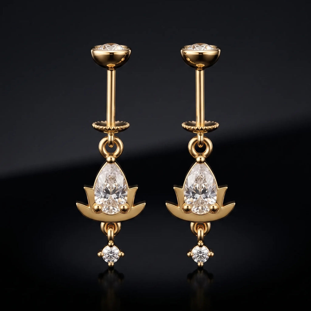 Lotus Drop Helix Hanging Earrings