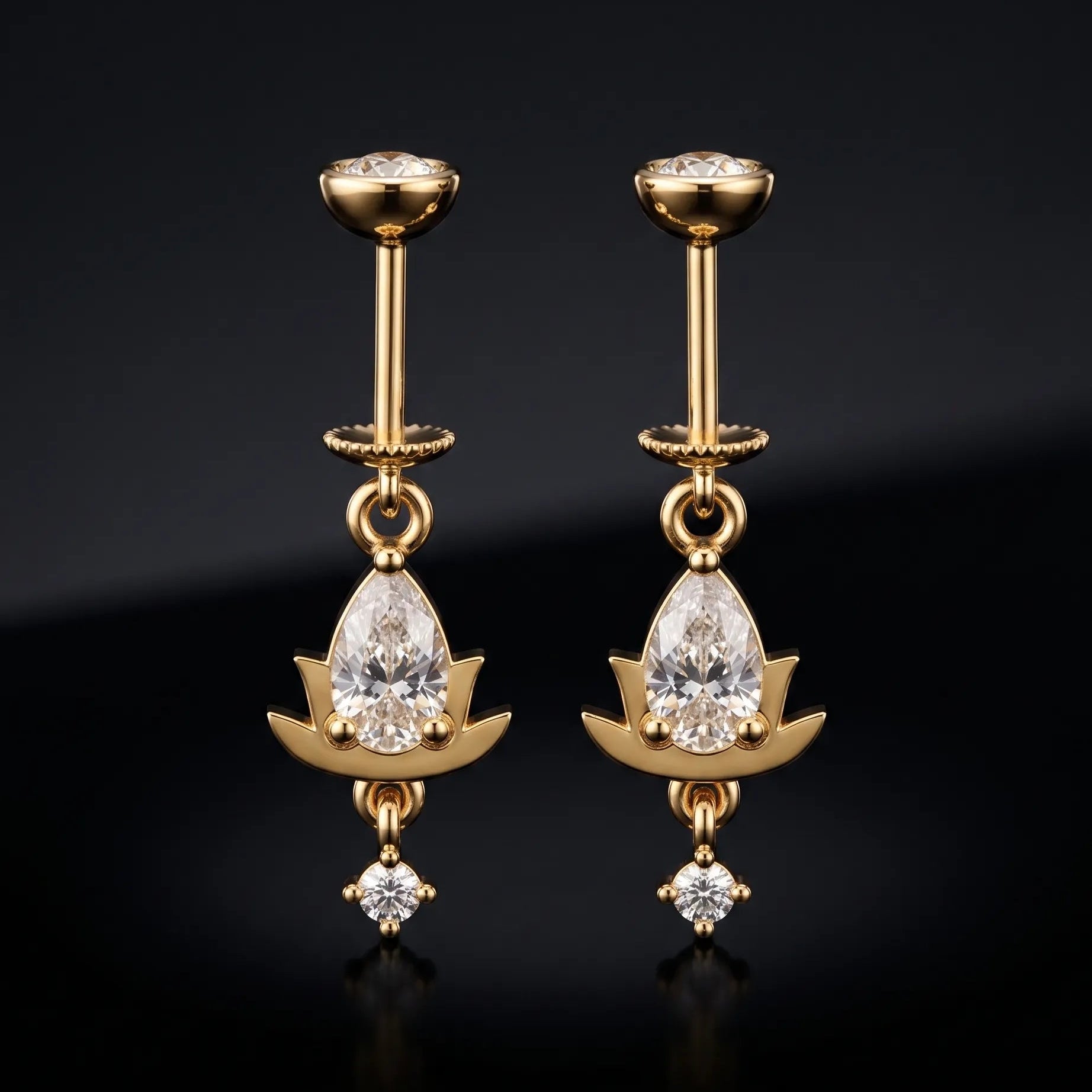 Lotus Drop Helix Hanging Earrings