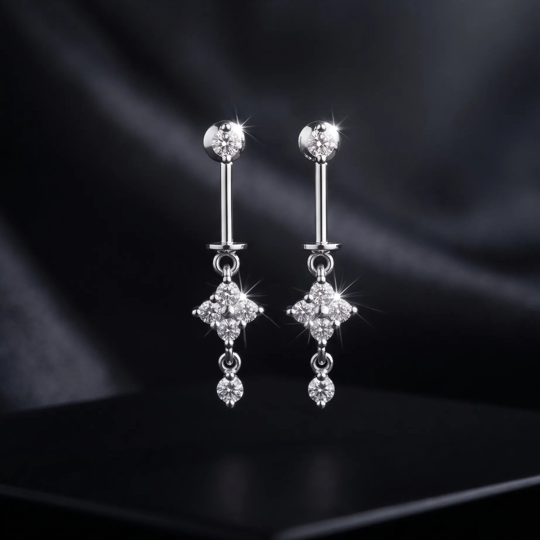 Dewdrop Floral Helix Hanging Earrings