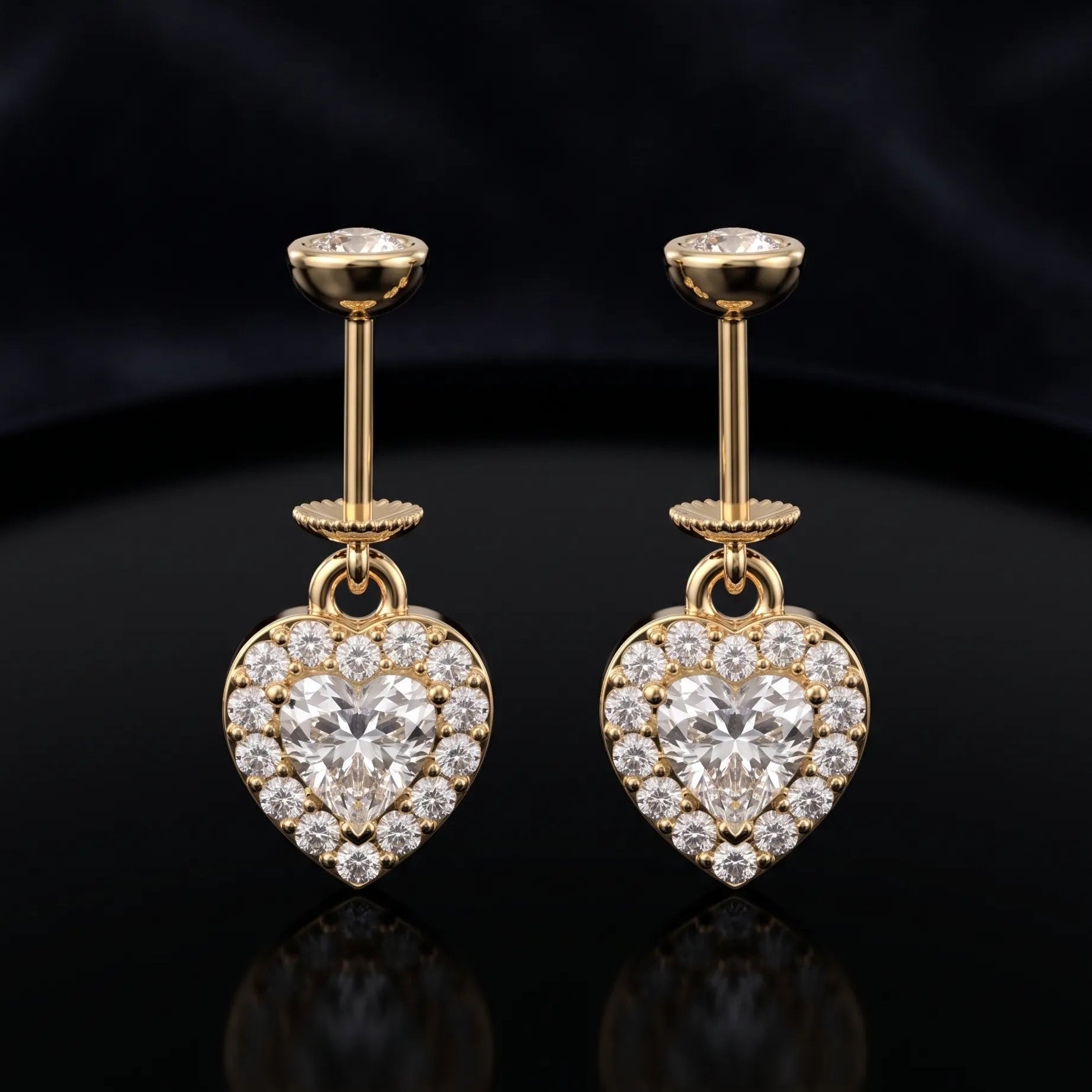 Solitare Heart Helix Hanging Earrings