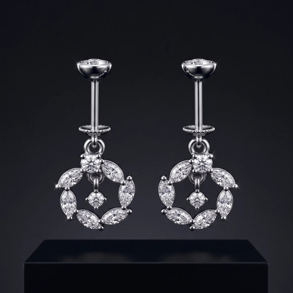 Marquise Circle Dangling Drop Helix Hanging