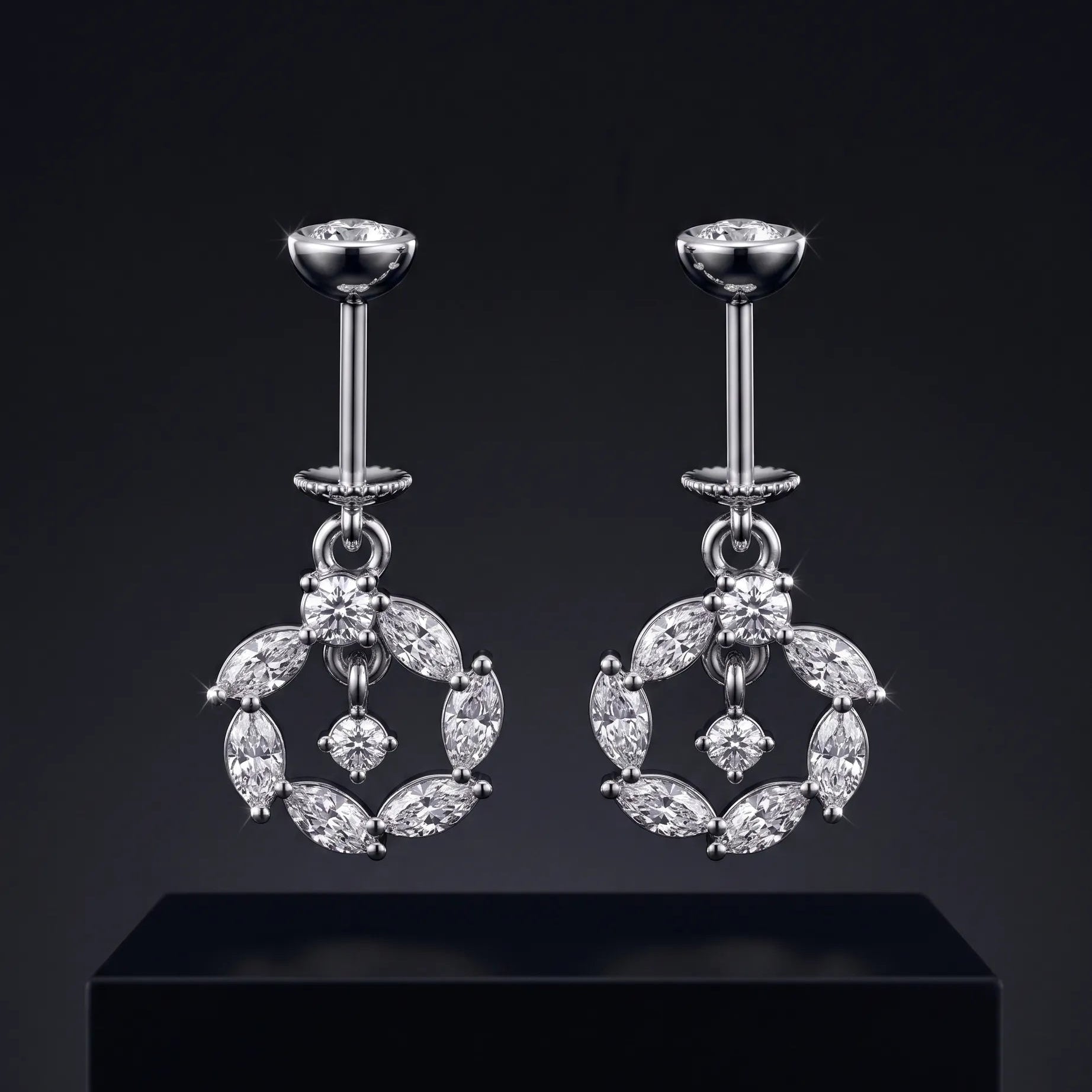 Marquise Circle Dangling Drop Helix Hanging
