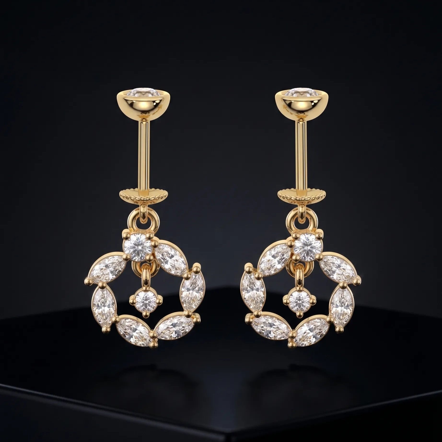 Marquise Circle Dangling Drop Helix Hanging