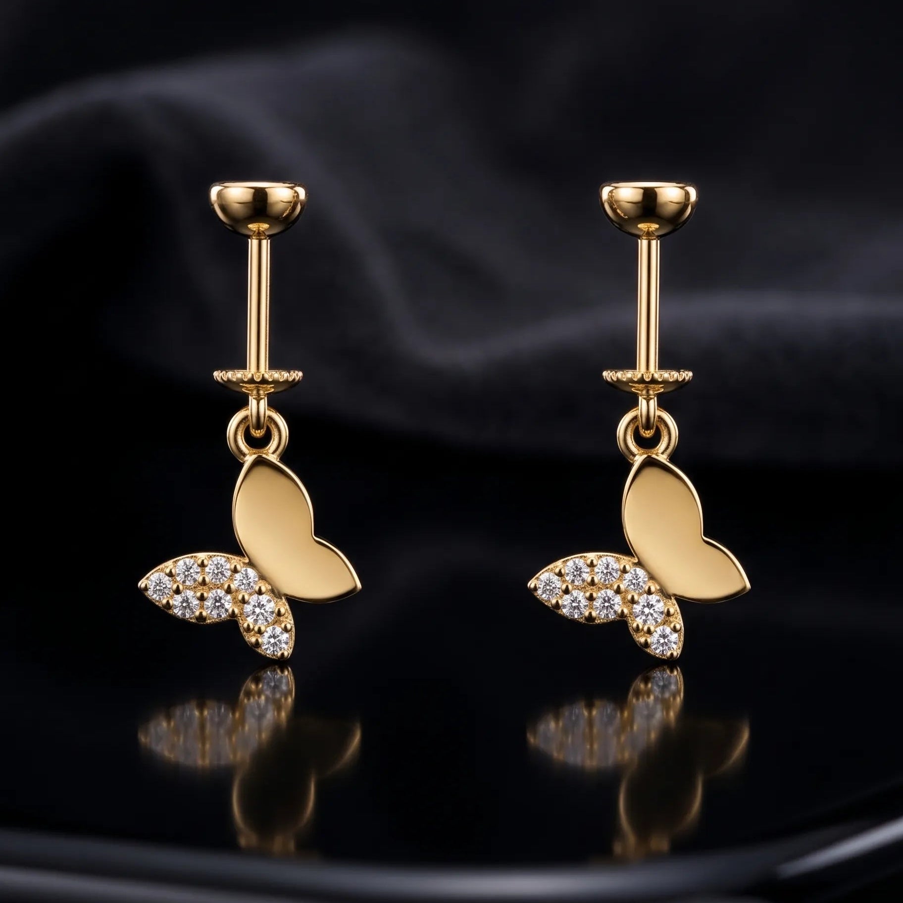 Floating Butterfly Helix Hanging Earrings