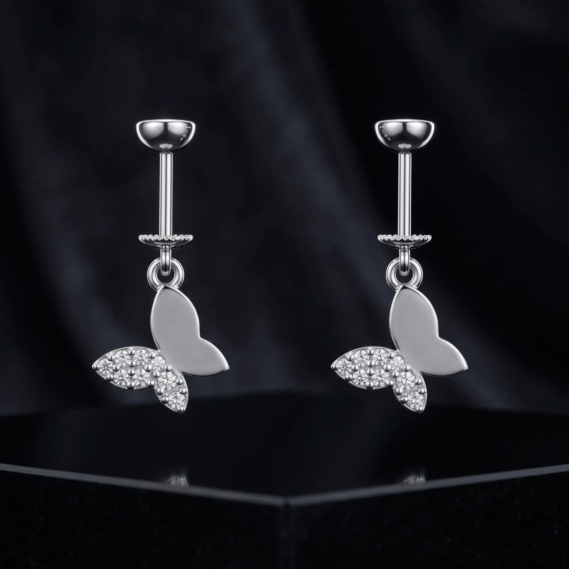 Floating Butterfly Helix Hanging Earrings