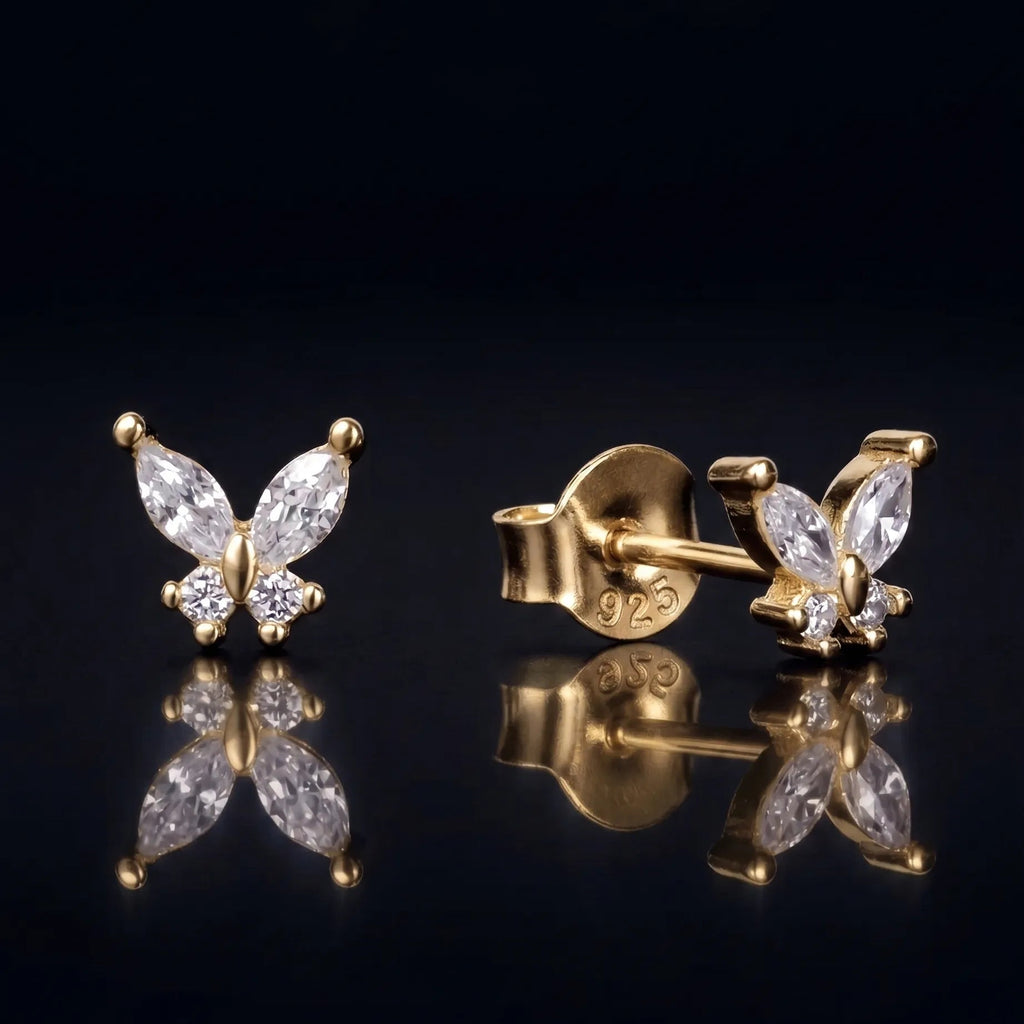 Zirconia Mini Butterfly Stud Earrings