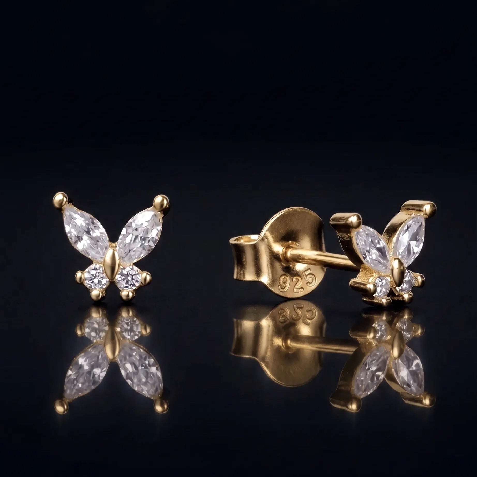 Zirconia Mini Butterfly Stud Earrings