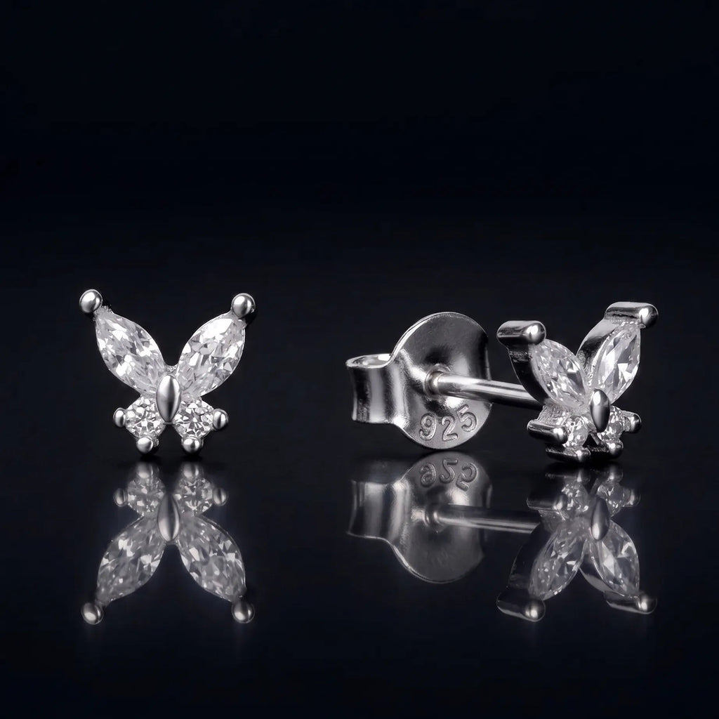 Zirconia Mini Butterfly Stud Earrings
