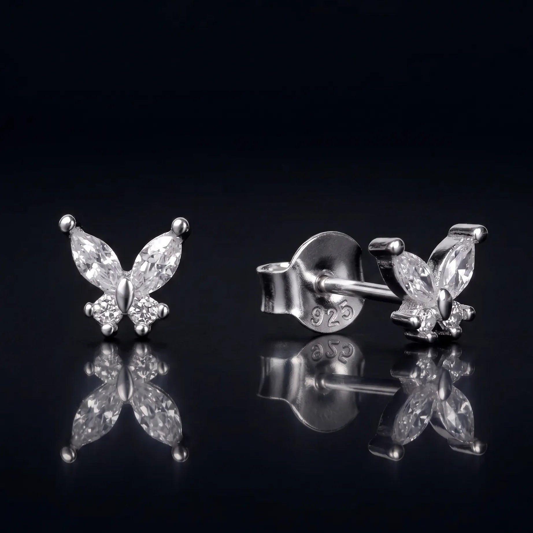 Zirconia Mini Butterfly Stud Earrings