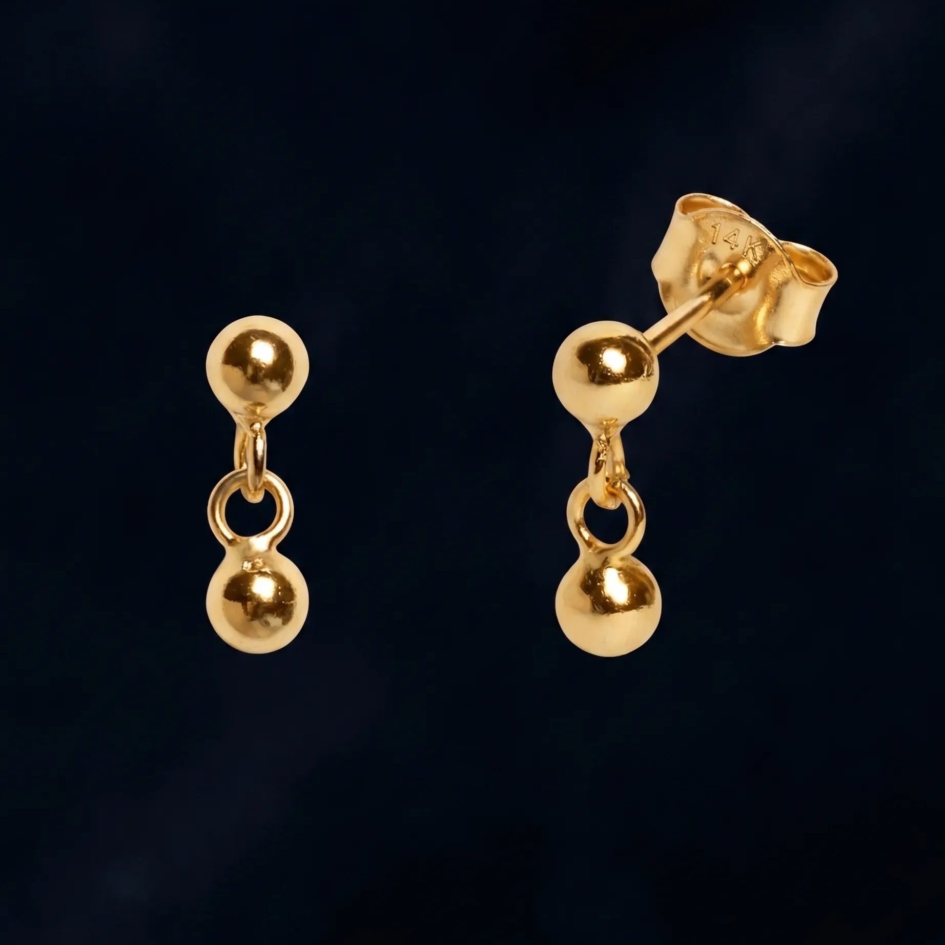 Double Dot Drop Dainty Earrings