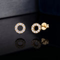 Zirconia Hollow Round Stud Earrings