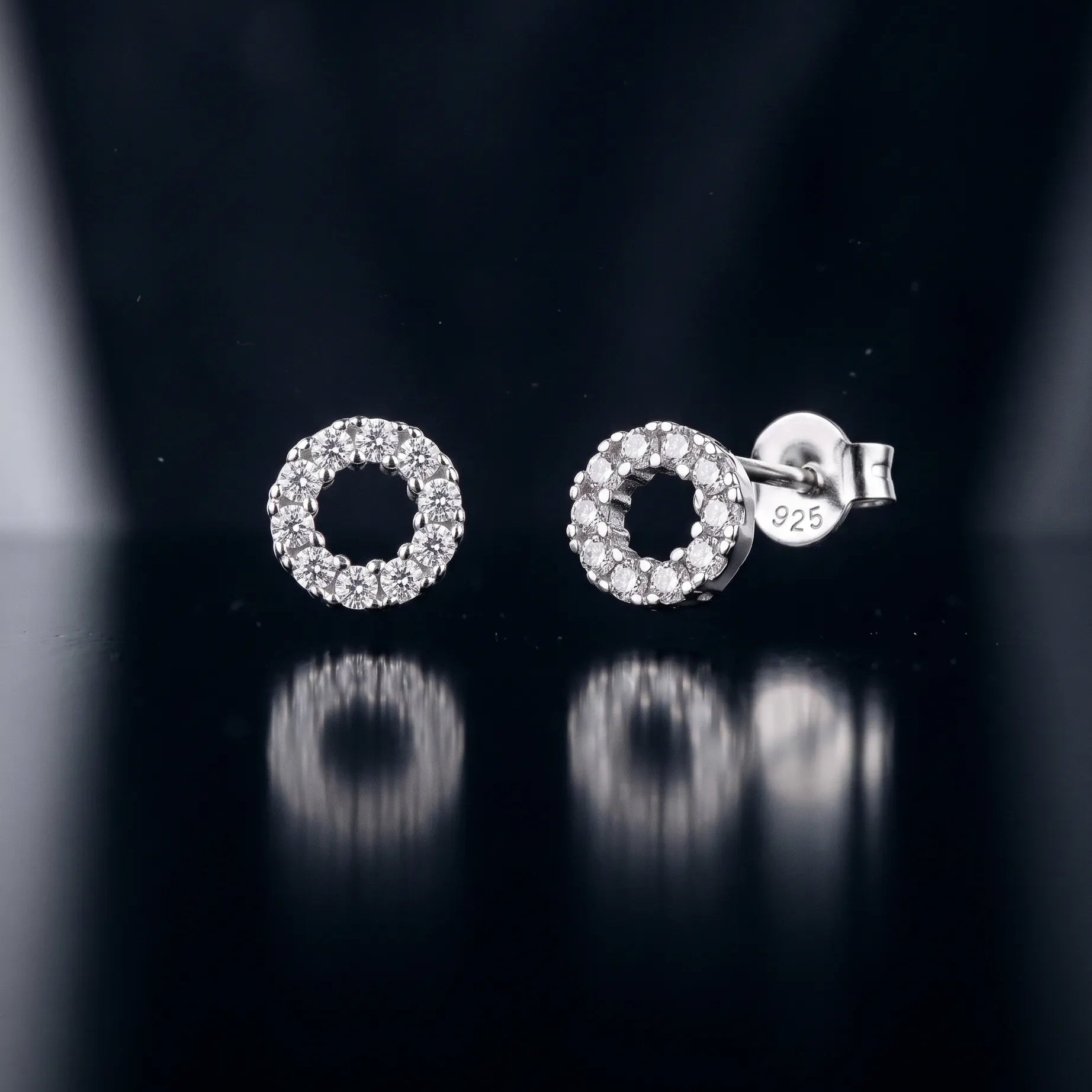 Zirconia Hollow Round Stud Earrings