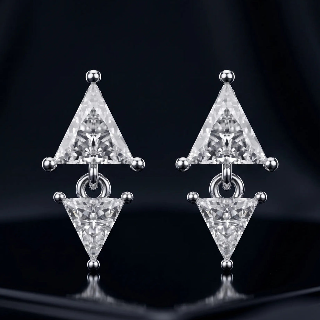 Double Triangle Zircon Charm Stud