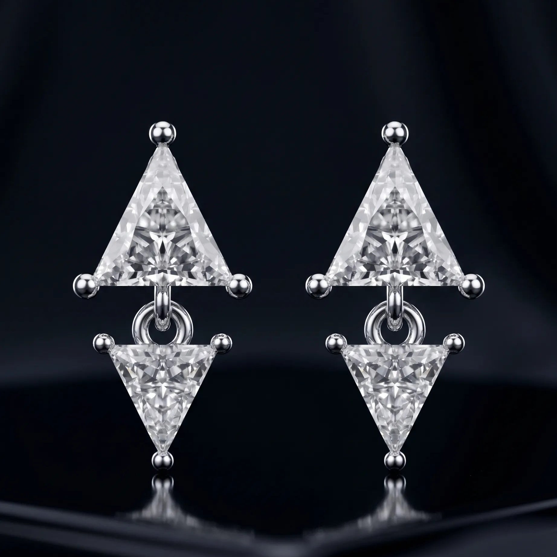 Double Triangle Zircon Charm Stud
