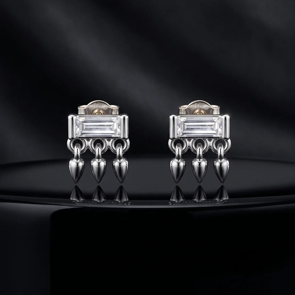 Mini Baguette Dangler Stud Earrings