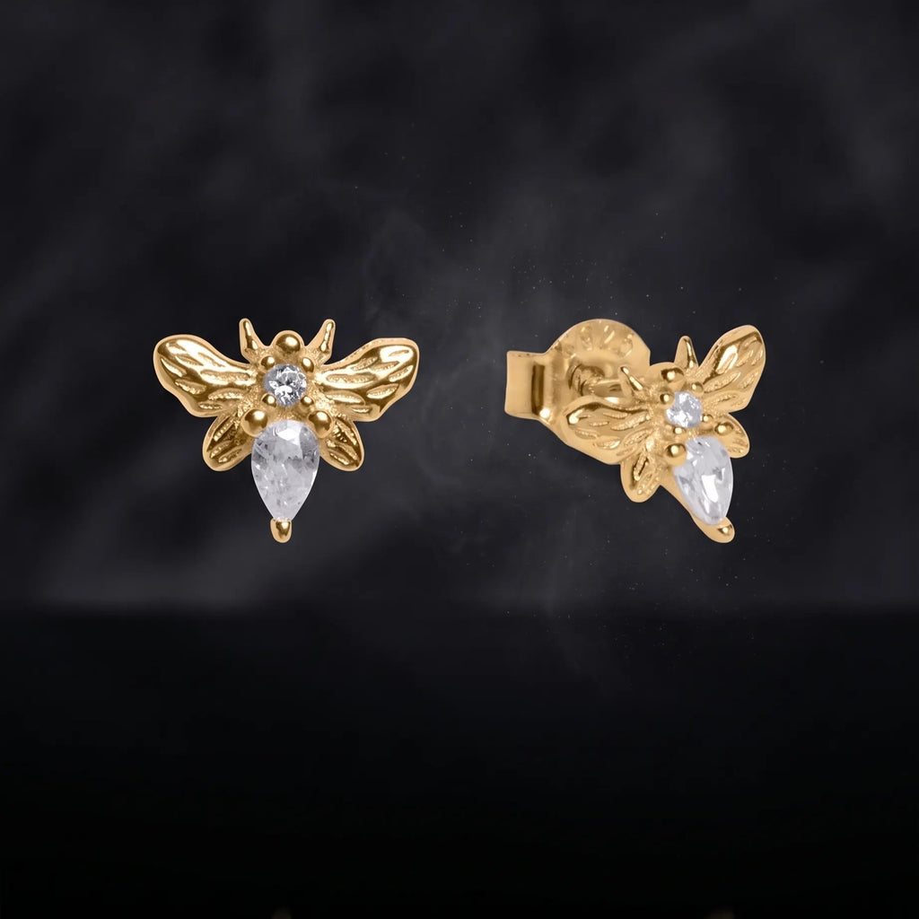 Zirconia Bumble Bee Stud Earrings