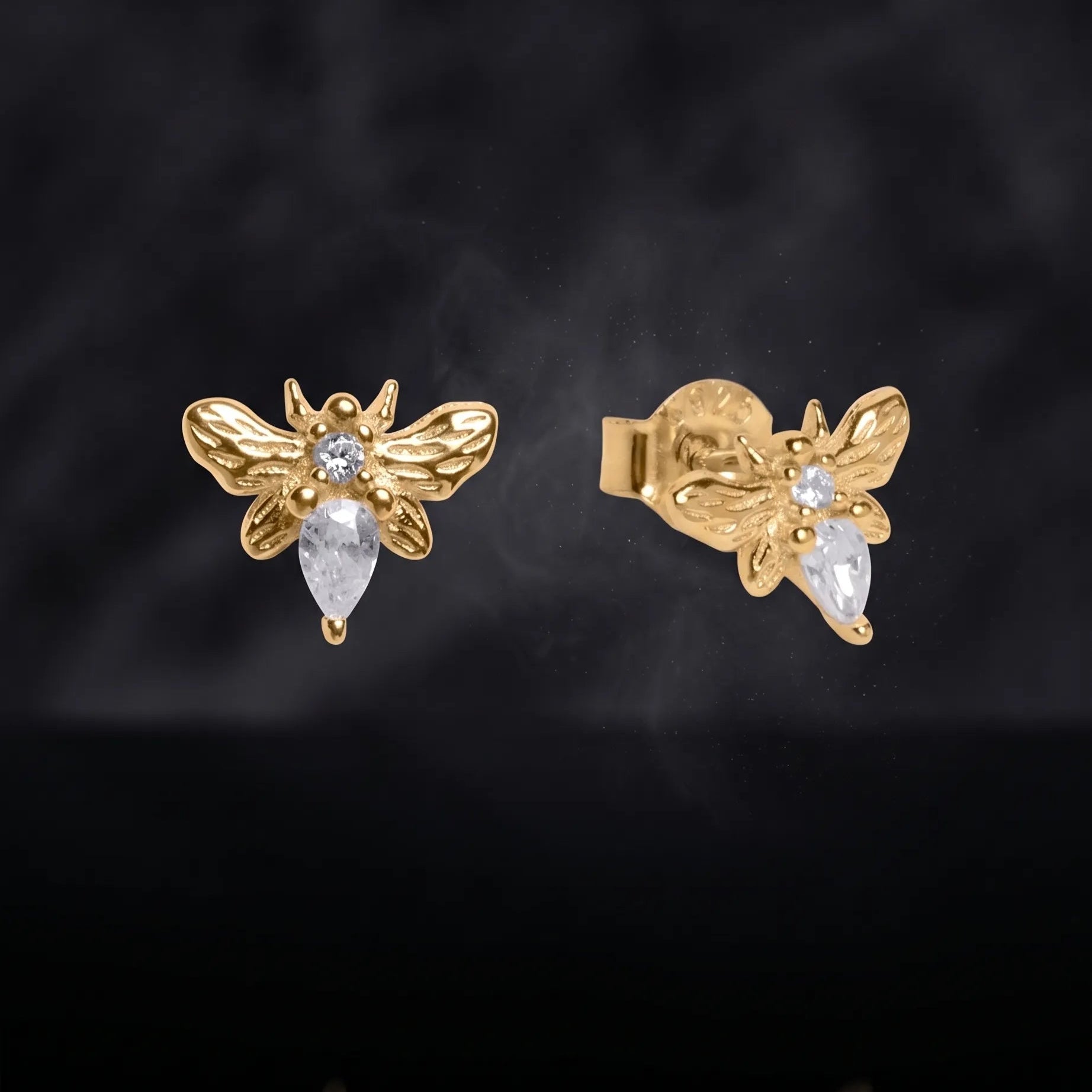 Zirconia Bumble Bee Stud Earrings