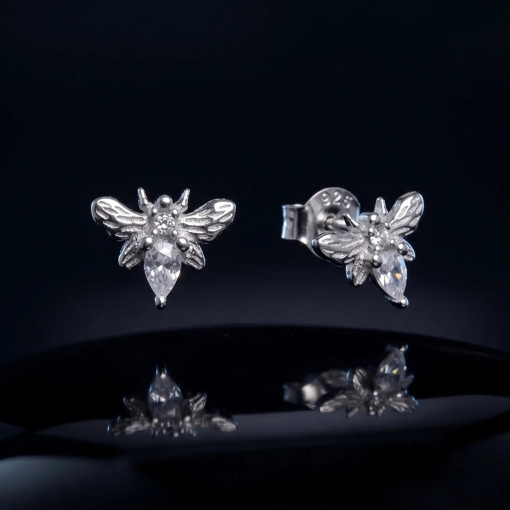 Zirconia Bumble Bee Stud Earrings