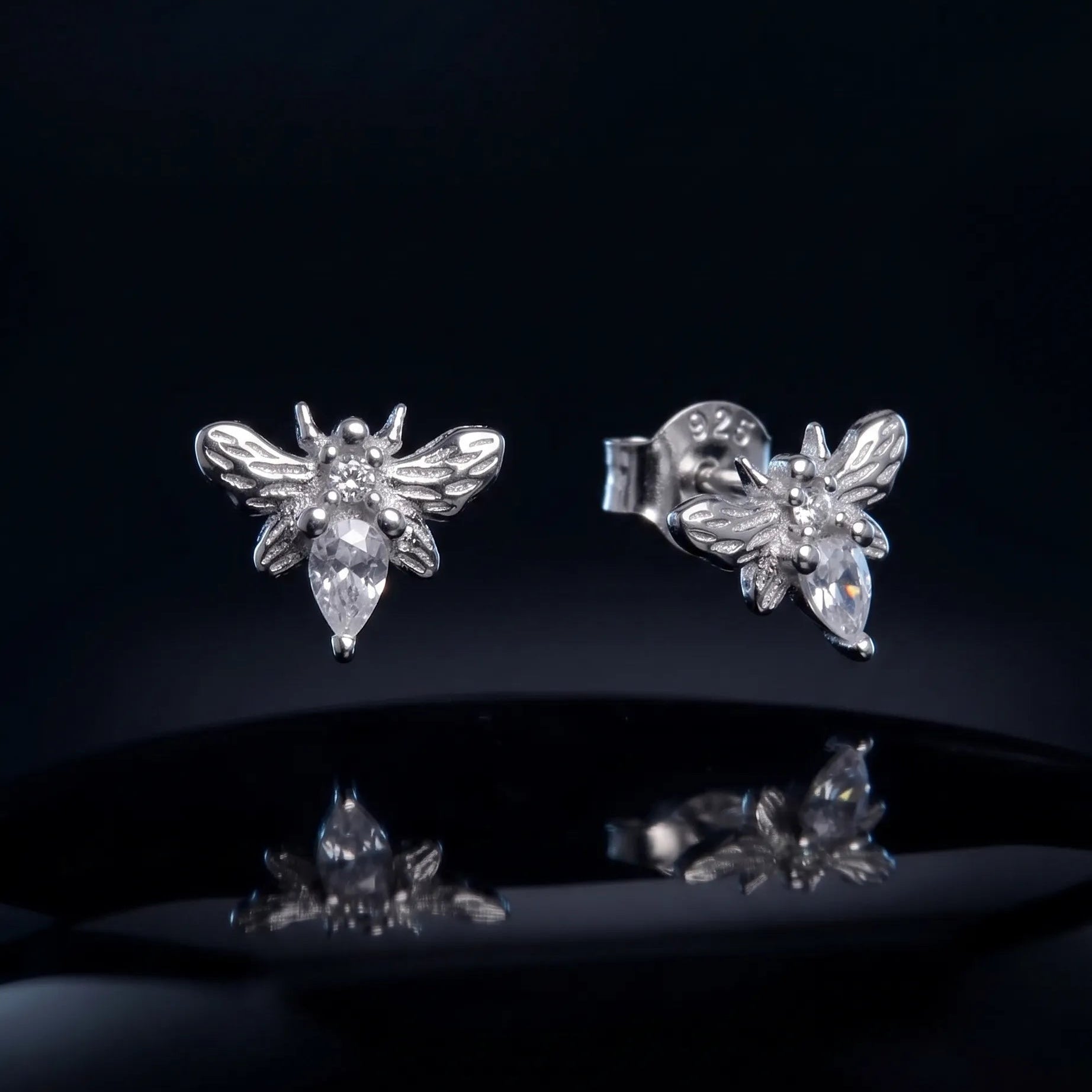 Zirconia Bumble Bee Stud Earrings
