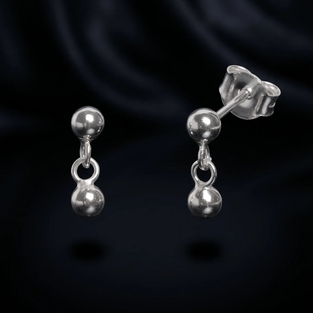 Double Dot Drop Dainty Earrings